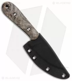 T.M. Hunt Custom Skelemaug Fixed Blade Knife Gray Burl Wood (3.75" Acid) -Avokelavavat Sales Store T.M. Hunt Custom Skelemaug Gray Burl Wood Acid Washed BHQ 85827 jr sheath