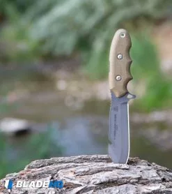 TOPS Knives Backpacker's Bowie Fixed Blade Green Canvas Micarta (4.5" Tumbled) -Avokelavavat Sales Store TOPS Knives Backpackers Bowie Fixed Blade Green Canvas Micarta Tumbled BHQ81888 kp wood stream web