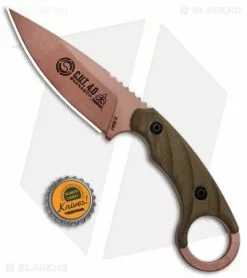 TOPS Knives Desert Warrior C.U.T. 4.0 Combat Utility Tool Knife (4.25" Copper) -Avokelavavat Sales Store TOPS Knives C.U.T. 4.0 Combat Utility Tool OD Micarta Copper BHQ 89769 jr bottlecap