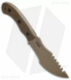 TOPS Knives Mini Tom Brown Tracker #4 Fixed Blade Knife (3.5" Coyote Tan) -Avokelavavat Sales Store TOPS Knives Mini Tom Brown Tracker 4 TBT04TAN BHQ 50016 jr spine