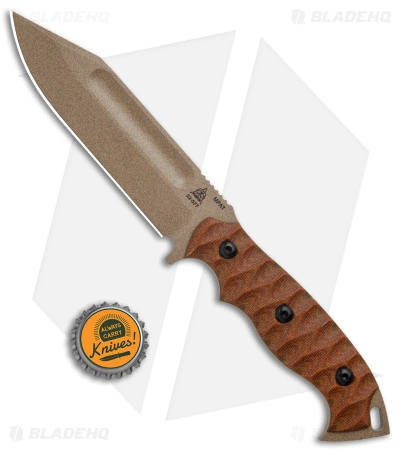 TOPS Knives M-PAT Fixed Blade Knife Tan Canvas Micarta (4.8" Coyote Tan 1095) 6 TOPS Knives M-PAT Fixed Blade Knife Tan Canvas Micarta (4.8" Coyote Tan 1095) - Image 4