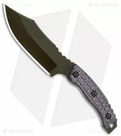 Trouble Blades Custom Bush Bitch Fixed Blade Clip Knife Purple G-10 (4.5" Green)