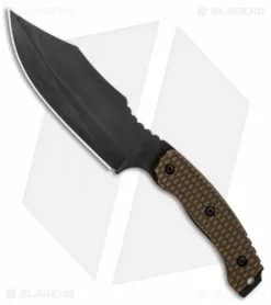 Trouble Blades Custom Bush Bitch Fixed Blade Knife Green/Brown G-10 (5.6" Black)
