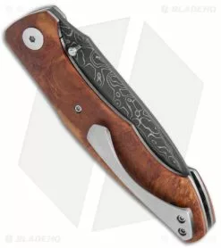 Tuch Coho Liner Lock Knife Burl Wood (3.5" Vegas Forge San Mai Damascus) -Avokelavavat Sales Store Tuch Coho LL Vintage Bakelite Vegas Forge San Mai Damascus BHQ 147522 jr side