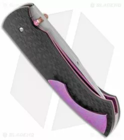 Tuch Knives Sparrowhawk D/A Automatic Knife Carbon Fiber/Purple (2.8" Mirror) -Avokelavavat Sales Store Tuch Knives Sparrowhawk DA Auto CF Purple Mirror BHQ 132892 jr side