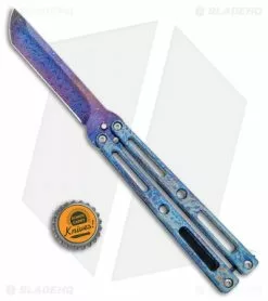 VMX Vallotton/Maverick Custom Balisong Knife Tesla Ti (4.25" Blued Damascus) -Avokelavavat Sales Store VMX Vallotton Maverick Custom Balisong Tesla Ti Blued Damascus BHQ 100587 jr bottlecap