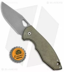 Vox Knives VoxKnives Custom FX Folding Knife Green Titanium W/ Bronze Backspacer (2.75" SW) -Avokelavavat Sales Store Vox Knives Custom FX Folding Green Ti Bronze Backspacker SW BHQ 99258 jr bottlecap