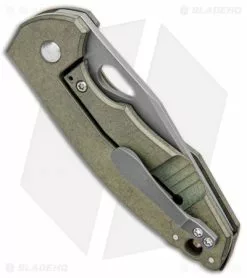 Vox Knives VoxKnives Custom FX Folding Knife Green Titanium W/ Bronze Backspacer (2.75" SW) -Avokelavavat Sales Store Vox Knives Custom FX Folding Green Ti Bronze Backspacker SW BHQ 99258 jr side