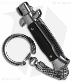 SKM 4" Keychain Stiletto Automatic Knife Black (1.6" Satin Flat) -Avokelavavat Sales Store akc 4 keychain stilletto black side