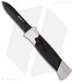 AKC 777 Blackfinger Dagger OTF Automatic Knife Brushed Aluminum (3.375" Black)