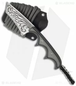 Alan Folts Knives Alan Folts Custom Titanium Minimalist Recurve Tanto Neck Knife Grey/Black G10