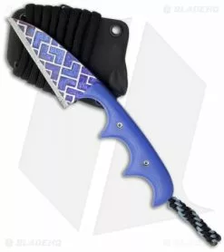 Alan Folts Knives Alan Folts Custom Titanium Minimalist Wharncliffe Neck Knife W/ Blue G10