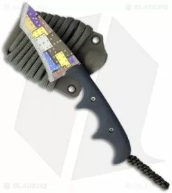 Alan Folts Knives Alan Folts Custom Titanium Minimalist Recurve Tanto Neck Knife W/ Grey G10