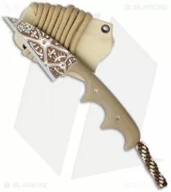 Alan Folts Knives Alan Folts Custom Titanium Minimalist Wharncliffe Neck Knife W/ Tan G10 Handle