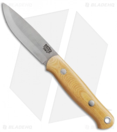 Bark River Bushcrafter Knife Jimped / Antique Ivory Micarta (3.875" Satin) 3 Bark River Bushcrafter Knife Jimped / Antique Ivory Micarta (3.875" Satin)