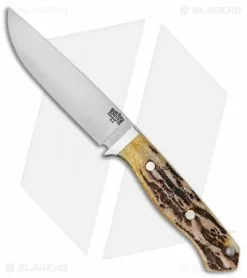 Bark River Camp & Trail Fixed Blade Knife Antique Stag Bone (5" A-2)