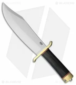 Bark River V-44 Bowie Fixed Blade Knife Black Canvas Micarta (9" Satin)