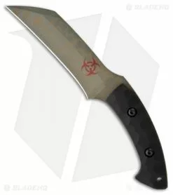 Barrett Custom Knives Skulltap Hawkbill Biohazard Fixed Blade Knife (5.2") S35VN