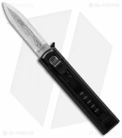 Unhao Mini D/A OTF Automatic Knife Lighter Black (2.1" Satin) Refillable Butane