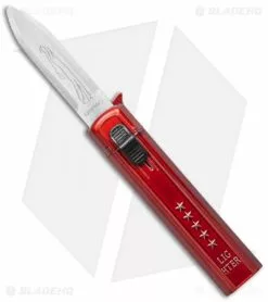 Unhao Mini D/A OTF Automatic Knife Lighter Red (2.1" Satin) Refillable Butane