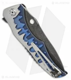 Brian Tighe Custom Tighe Drip Button Lock Knife Blue Ti (3.75" Acid Wash) #9 -Avokelavavat Sales Store brian tighe drip blue side jm