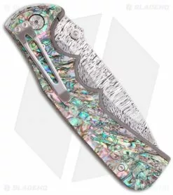 Brian Tighe Spicy Tighe Spring Assisted Knife W/ Abalone (4" Damasteel) 5 Brian Tighe Spicy Tighe Spring Assisted Knife W/ Abalone (4" Damasteel) -Avokelavavat Sales Store brian tighe spicy tighe damascus abalone back