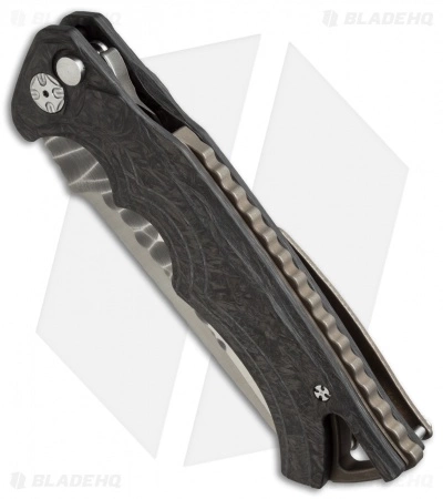 Brian Tighe Custom Tighe Fighter Automatic Knife W/ Borka Grind CF (3.9" Satin) 4 Brian Tighe Custom Tighe Fighter Automatic Knife W/ Borka Grind CF (3.9" Satin) - Image 2