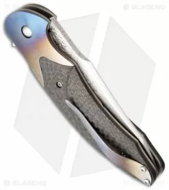 Broadwell Studios Custom Technes Folder LSCF/Blued Titanium Knife (4" Satin) -Avokelavavat Sales Store broadwell studios technes lightning strike cf titanium bolsters side