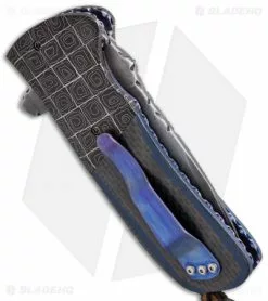 Burr Oak Knives Coffin Nail Drop Point Flipper Knife Blue/CF (3.5" San Mai) #1 -Avokelavavat Sales Store burr oak coffin nail drop point 1 side cm