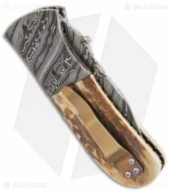 Burr Oak Knives First Responder Knife Red Stag (3.5" Damascus) -Avokelavavat Sales Store burr oak first resp full dress 4 8 side