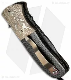 Burr Oak Knives First Responder Flipper #3 Knife LSCF/Mokume (3.5" Damascus) -Avokelavavat Sales Store burr oak first responder flipper3 side cm
