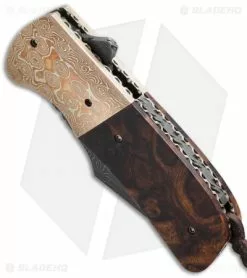 Burr Oak Knives Harpoon Flipper #3 Knife Ironwood/Mokume (3.75" Damascus) 6 Burr Oak Knives Harpoon Flipper #3 Knife Ironwood/Mokume (3.75" Damascus) -Avokelavavat Sales Store burr oak harpoon flipper 3 bottom cm