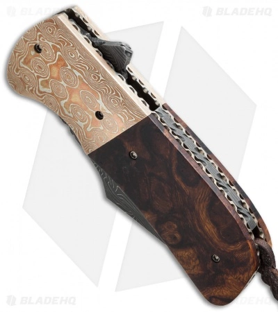 Burr Oak Knives Harpoon Flipper #3 Knife Ironwood/Mokume (3.75" Damascus) 4 Burr Oak Knives Harpoon Flipper #3 Knife Ironwood/Mokume (3.75" Damascus) - Image 2