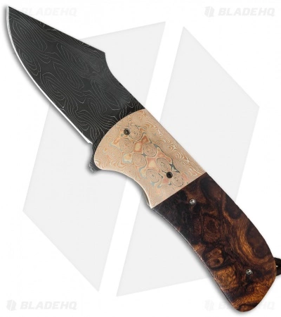 Burr Oak Knives Harpoon Flipper #3 Knife Ironwood/Mokume (3.75" Damascus) 3 Burr Oak Knives Harpoon Flipper #3 Knife Ironwood/Mokume (3.75" Damascus)