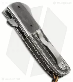 Burr Oak Knives Coffin Nail Flipper Knife Damascus/Burlap Micarta (3.5" San Mai) -Avokelavavat Sales Store burr oak knives coffin nail dp burlap micarta spine jm