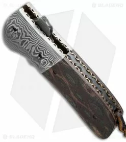 Burr Oak Knives Coffin Nail Flipper Damascus/Snakeskin Micarta (3.5" San Mai) -Avokelavavat Sales Store burr oak knives coffin nail san mai damascus bottom cm