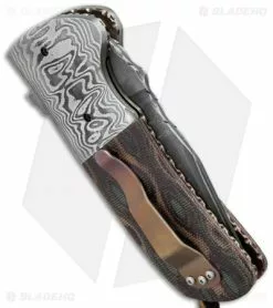 Burr Oak Knives Coffin Nail Flipper Damascus/Snakeskin Micarta (3.5" San Mai) -Avokelavavat Sales Store burr oak knives coffin nail san mai damascus side cm