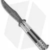 Chuck Gedraitis Knives Balisong #112 Titanium Butterfly Knife (4.25" Damascus) -Avokelavavat Sales Store chuck gedraitis balisong 112 damasus pattern ss titanium black micarta