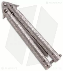 Chuck Gedraitis Knives Balisong #38 Damascus Butterfly Knife (3.5" Hamon) 5 Chuck Gedraitis Knives Balisong #38 Damascus Butterfly Knife (3.5" Hamon) -Avokelavavat Sales Store chuck gedraitis balisong 38 hamon blade back