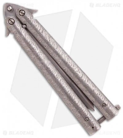 Chuck Gedraitis Knives Balisong #38 Damascus Butterfly Knife (3.5" Hamon) 4 Chuck Gedraitis Knives Balisong #38 Damascus Butterfly Knife (3.5" Hamon) - Image 2