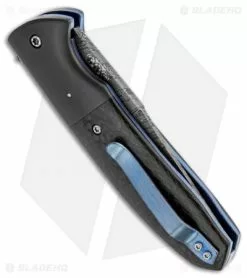 Chuck Gedraitis Small Accentor Flipper Knife (3.125" Damascus) -Avokelavavat Sales Store chuck gedraitis flipper carbon fiber damascus anodized blue clip side