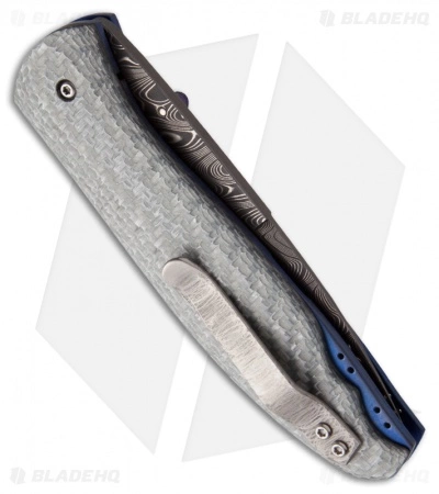 Chuck Gedraitis Small Model 1 Folding Knife Silver Twill (3.31" Damascus) 4 Chuck Gedraitis Small Model 1 Folding Knife Silver Twill (3.31" Damascus) - Image 2