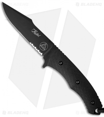 Combative Edge Rebel Fixed Blade Knife Black G-10 (5" Black Serr) 3 Combative Edge Rebel Fixed Blade Knife Black G-10 (5" Black Serr)
