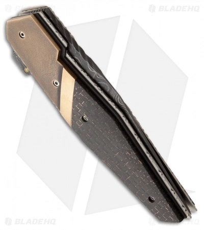 Corrie Schoeman N Able Folder Knife Bronze/LSCF (3.25" Damascus) 4 Corrie Schoeman N Able Folder Knife Bronze/LSCF (3.25" Damascus) - Image 2