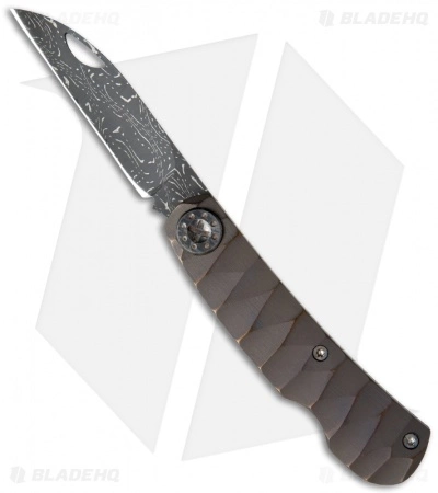 Curtiss Knives Curtiss Custom Knives Slip Joint Knife Sculpted Titanium (2.75" Damascus) 3 Curtiss Knives Curtiss Custom Knives Slip Joint Knife Sculpted Titanium (2.75" Damascus)