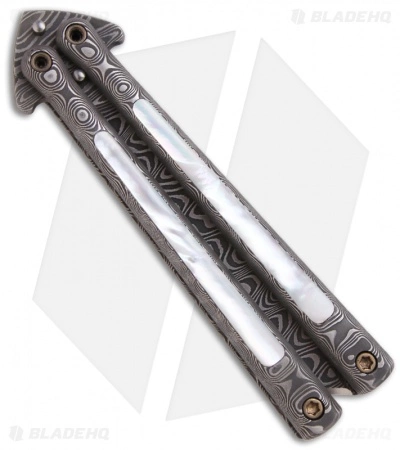 DDR Darrel Ralph Custom Venturi Butterfly Balisong Knife Pearl Inlay (Damascus) 5 DDR Darrel Ralph Custom Venturi Butterfly Balisong Knife Pearl Inlay (Damascus) - Image 3