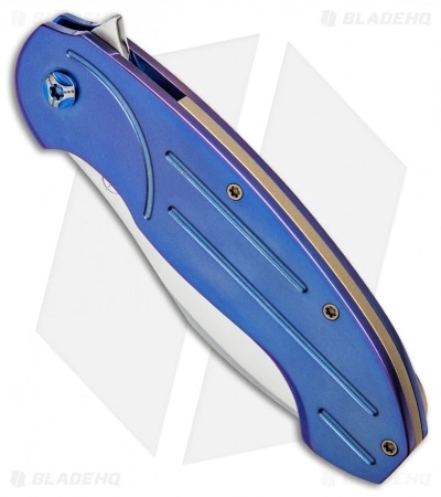 Demongivert & Famin ZPS One Custom Frame Lock Knife Blue Ti (3.5" Satin) 4 Demongivert & Famin ZPS One Custom Frame Lock Knife Blue Ti (3.5" Satin) - Image 2