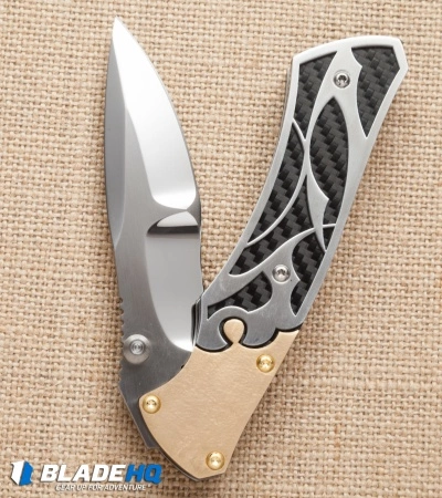 Dew Hara Custom Shi Liner Lock Knife Bronzed/CF (3.75" Mirror) Japan 8 Dew Hara Custom Shi Liner Lock Knife Bronzed/CF (3.75" Mirror) Japan - Image 6