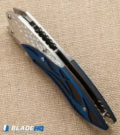 Dew Hara Custom Ichi Liner Lock Knife Blue/Silver (3.5" Mirror) Japan -Avokelavavat Sales Store dew hara ichi blue black bottom cm 2