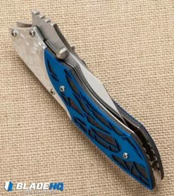 Dew Hara Custom Ichi Liner Lock Knife Blue/Silver (3.5" Mirror) Japan -Avokelavavat Sales Store dew hara ichi blue black side cm 2